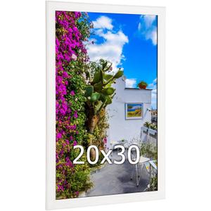 20x30 Wood Frame White, Natural Woodgrain 30x20in Picture Frame, Rustic Wooden 20 x 30 inch Gallery Wall Photo Poster Frame with HD Plexiglass, Horizontal Vertical Wall Mounting Display 1pcs