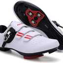 Mens Womens Cycling Shoes Compatible with Pelaton Bike Shoes Road Bike Shoes Riding Bicycle Pre-Installed with Delta Cleats Clip Indoor Outdoor Pedal (9.5 Women/7.5 Men, White)
