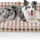 FURTIME Orthopedic Dog Beds Large Sized Dog, XL Washable Memory Foam Pet Couch Bed with Removable Washable Cover, Non-Slip Bottom with Bolster Sides, Brown (L (35"x25.2"x9.4" ))