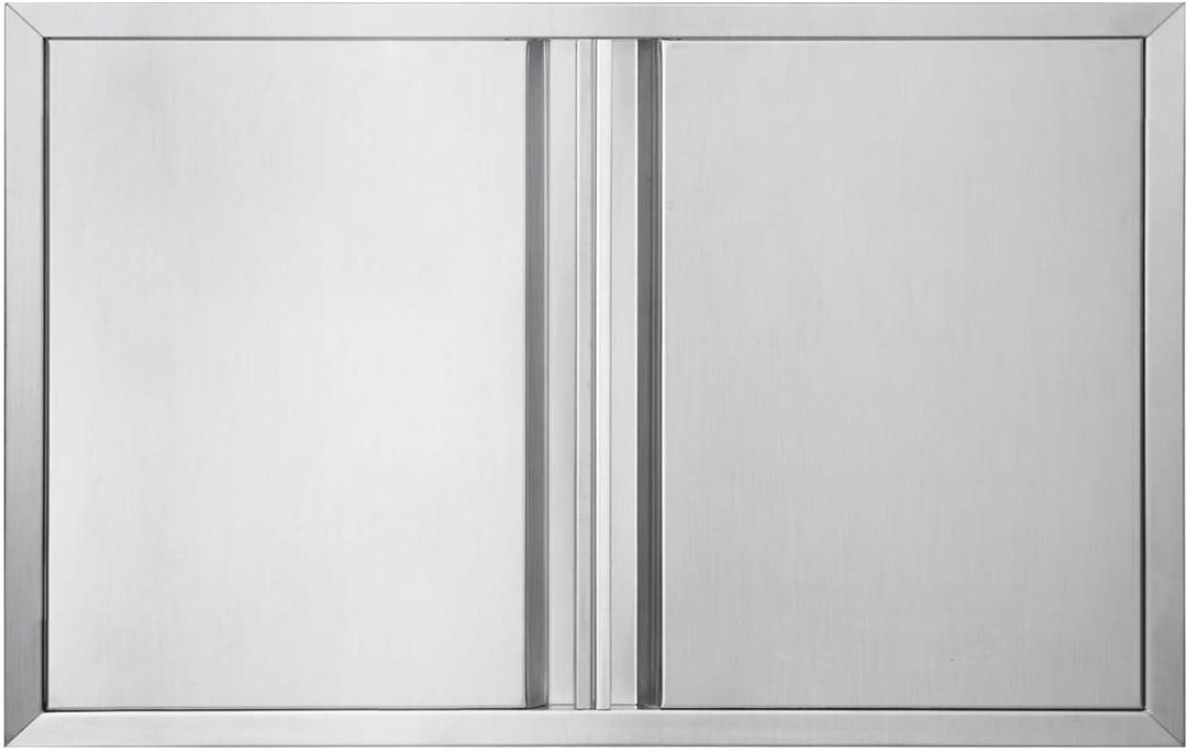 Outdoor Kitchen Double Doors 35" W X 24" H BBQ Access Door Thickened 304 Brushed Stainless Steel Doors for Indoor/Outdoor Kitchen Outdoor Cabinet Barbeque Grill or BBQ Island