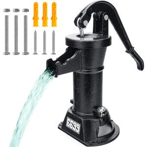 Durable Cast Iron Pitcher Pump Antique Manual Hand Shake Suction Well Pump Water Transfer Pump 25ft Maximum Lift Easy Installation for Outdoor Garden Pond Backyards SWP 300 Black