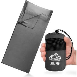 Ultralight Sleeping Bag Liner, Satin Sleep Sack, Comfy Breathable & Cooling & Silky Soft liner, Travel Sheets & Adult Sleep Sack with 2 Way Zipper, Ideal for Backpacking, Hotel, Camping, Hostels