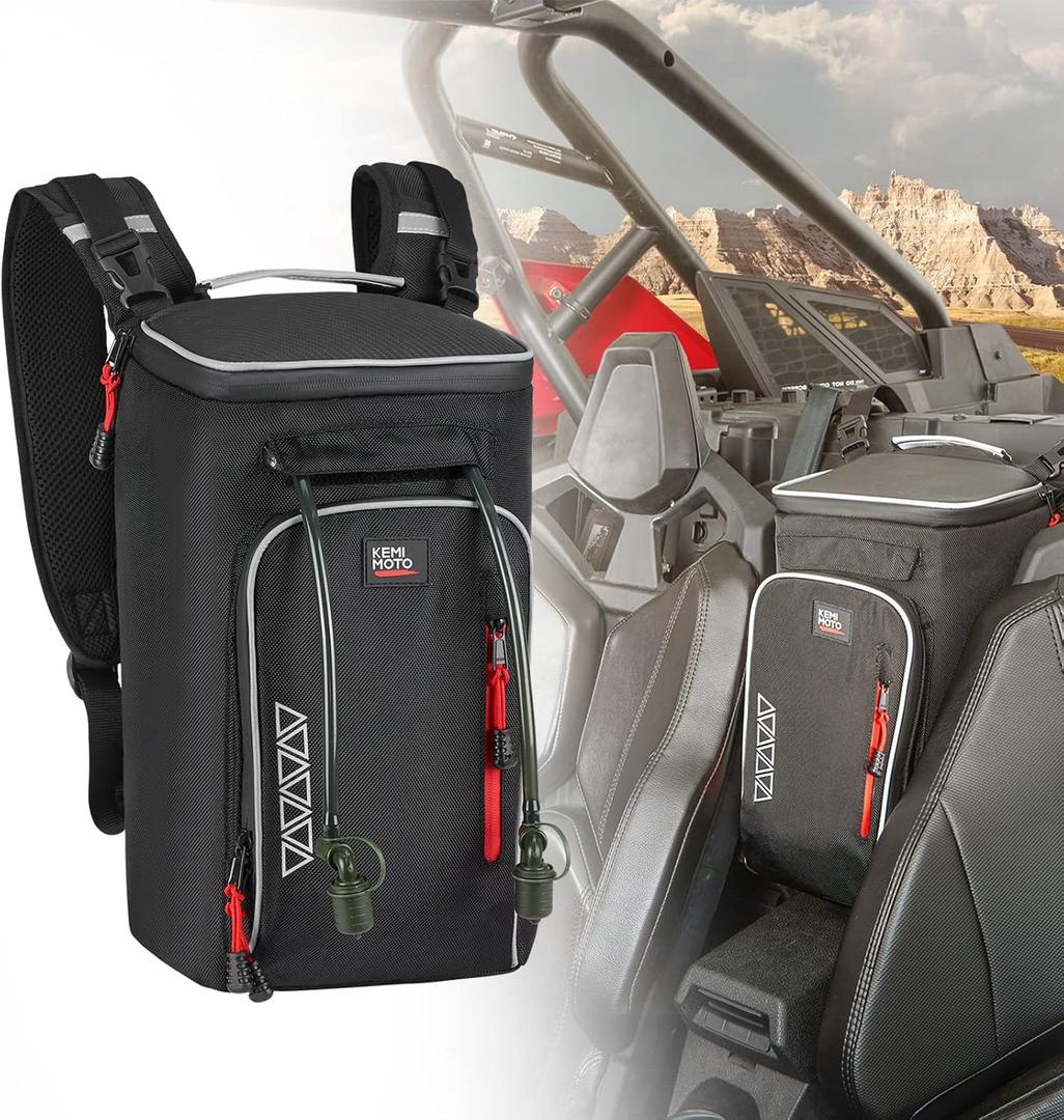KEMIMOTO XP 1000 X3 2-in-1 Cooler Storage Bag - Upgraded Shoulder Console and Seat Center Cargo Bag with 2 Hydration Backpacks Compatible with Polaris RZR XP 1000,PRO XP, Can Am Maverick X3