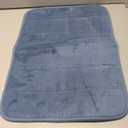 Memory Foam Bath Rug Set 2 Piece Non-Slip Mats,Absorbent Shaggy Super Soft U-Shaped Toilet Rug,Bathroom Carpets for Tub,Shower,Blue