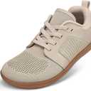 Mysoft Women's Wide Toe Box Barefoot Shoes Zero Drop Minimalist Sneakers with Removable Insole for Bunions, Walking & Training (Khaki/Gum), Size 8