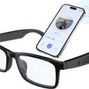 GenXenon Smart Glasses for Men & Women, Clear Blue Light Glasses, Bluetooth Glasses with Speaker, Intelligent Touch & Voice Assistant, Compatible with iOS/Android, Audio Eyeglasses for Gaming/Working (Black-G10-Z)