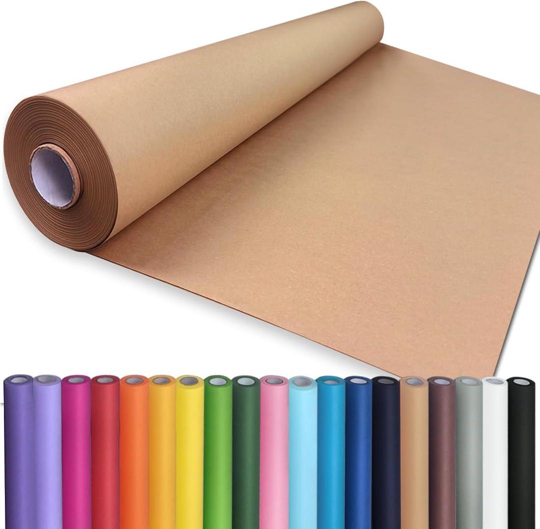 PerkHomy 48" x 1,440" (120') Brown Kraft Paper Roll for Craft Bulletin Board Paper Art Table Covering Crafting Gift Wrapping Bouquet Packing Parcel 70GSM 50LB (Brown, 48" x 120')