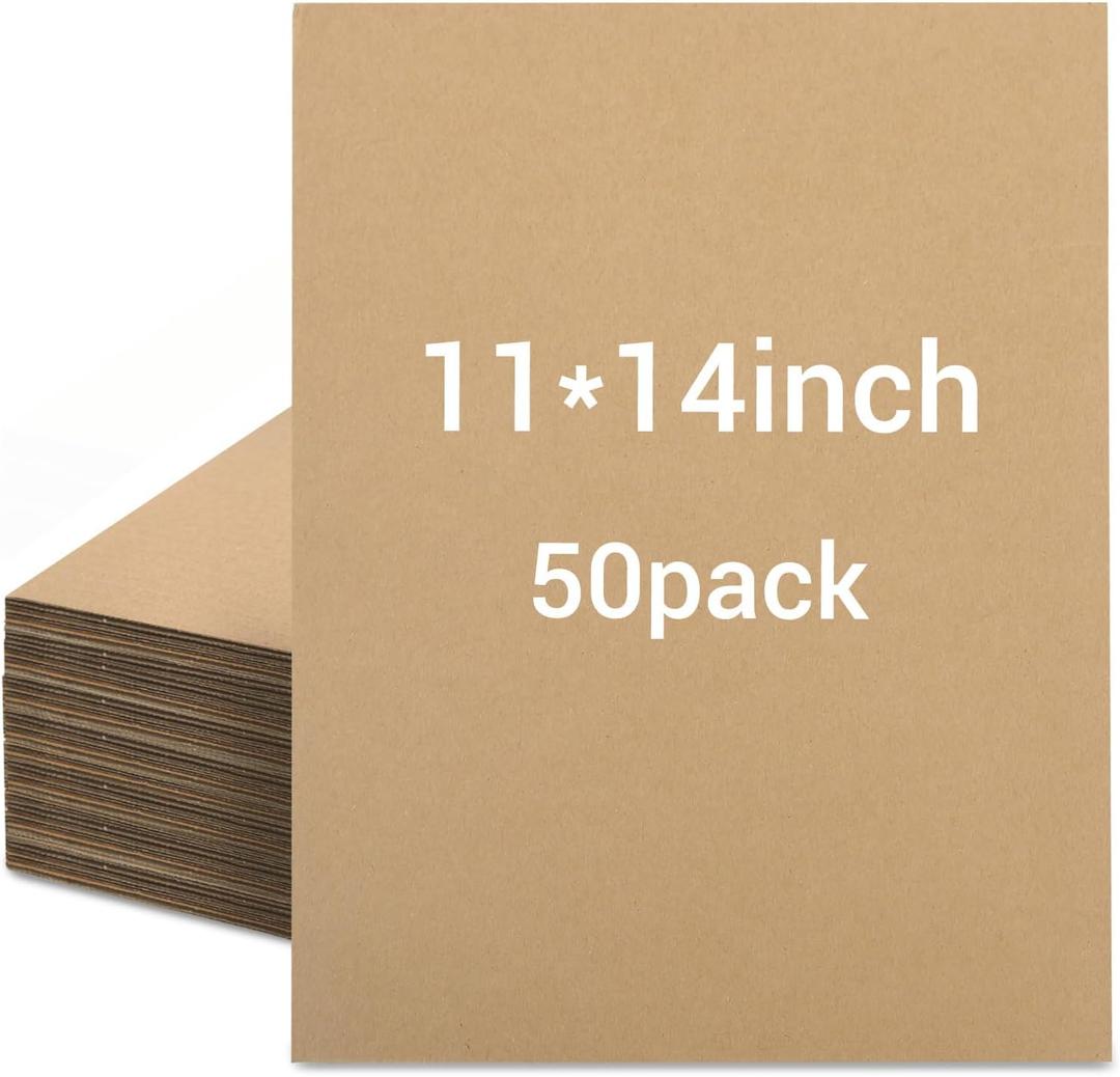 50 Pack 11x14 Corrugated Cardboard Sheets for Mailers, Flat Packaging Inserts for Shipping, Mailing, Crafts
