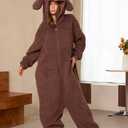 Loiahoer Unisex Animal Poodle Puppy Dog Costume Onesie Pajamas Halloween Costume Christmas Pajamas Gifts for Women & Men (Brown)