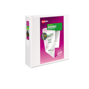 Avery Durable View Binder with DuraHinge and Slant Rings, 3 Rings, 3" Capacity, 11 x 8.5, White