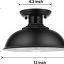 LOEHINLE 2PCS Semi Flush Mount Ceiling Light, Industrial Close to Ceiling Lighting Fixtures, Rustic Vintage Metal Black Ceiling Lamp for Kitchen Island Bedroom Hallway Farmhouse, 13in, 2 Pack