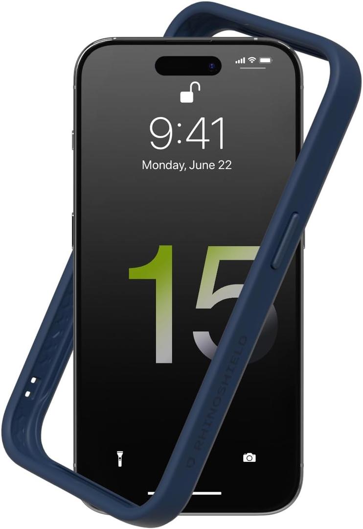 RhinoShield Bumper Case Compatible with [iPhone 15 Pro Max] | CrashGuard - Shock Absorbent Slim Design Protective Cover 3.5M / 11ft Drop Protection - Navy Blue