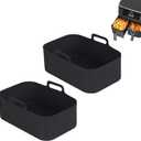 2pcs Air Fryer Silicone Pot for Ninja Foodi Dual DZ201,Reusable Air Fryer Silicone Liners,Rectangle Air Fryer Basket 8QT, Air fryer Accessories (2PCS, black)