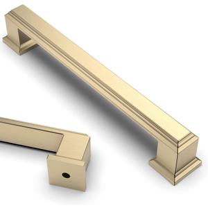 Asidrama 10 Pack 5 Inch(128mm) Brushed Brass Kitchen Cabinet Handles Gold Cabinet Pulls Kitchen Cabinet Hardware for Cupboard Drawer Pulls (5" Hole Center128mm)