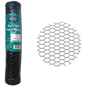 PVC Hexagonal Poultry Netting Chicken Wire 24" x25' x 1" Mesh 20GA Black