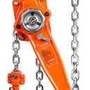 VEVOR Manual Lever Chain Hoist, 1-1/2 Ton 3300 lbs Capacity 10 FT Come Along, G80 Galvanized Carbon Steel with Weston Double-Pawl Brake, Auto Chain Leading & 360 Rotation Hook, for Garage Factory Dock (Orange)