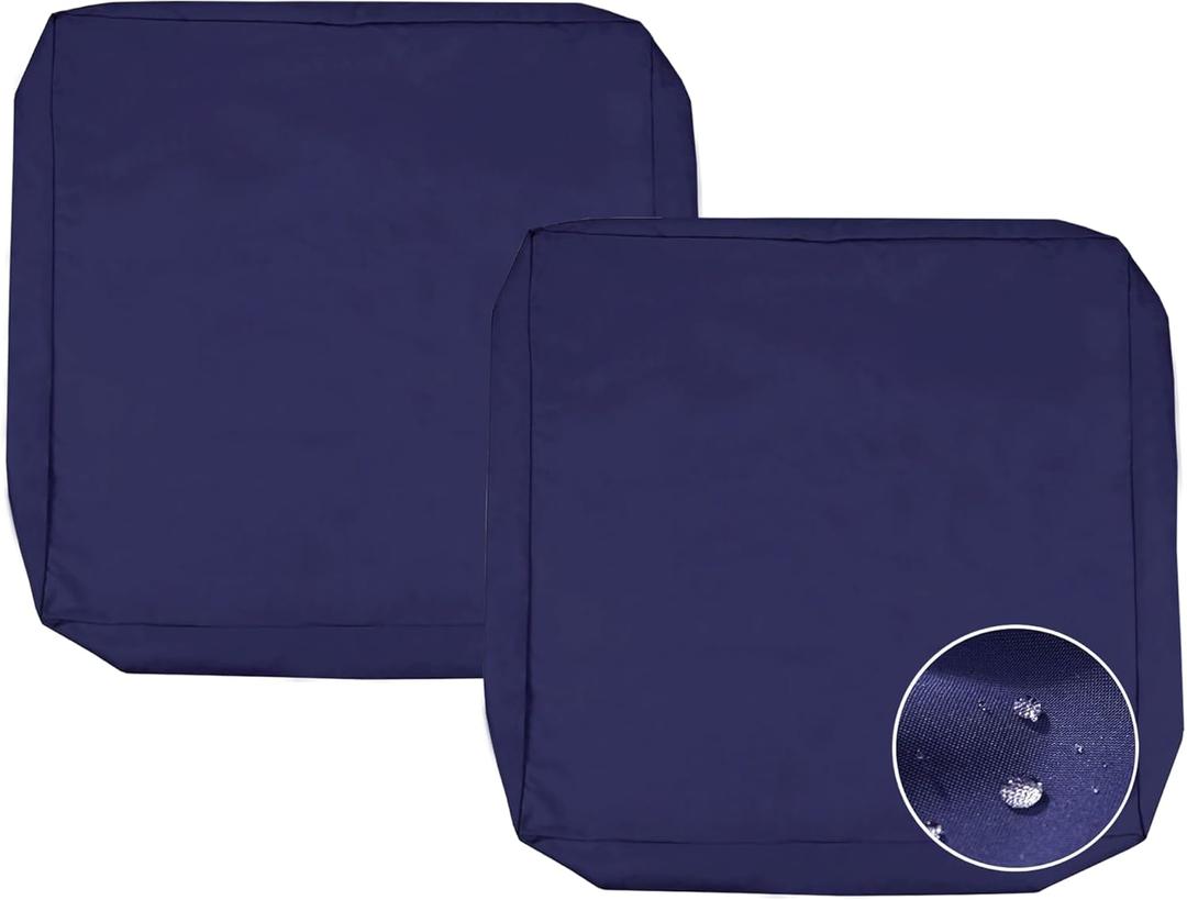 Sqodok Outdoor Cushion Covers 25x27, Waterproof Outdoor Seat Cushion Slip Cover Patio Furniture Chair Cushion Cover Replacement Pillow Slip Seat Cushion Cover 2 Pack, Blue