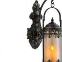 Rustic Candle Sconce with Glass Vintage Antique Gothic Hanging Lantern Candle Holder Retro Indoor Outdoor Mid Centry Wall Dcor Sconce for Fireplace, Hallway, Living Room, Porch, Patio