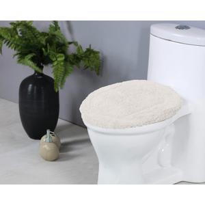 Home Weavers Luxury Collection 18" x 18" Toilet Lid Cover 100% Cotton, Ivory, Tufted, Soft & Absorbent, Non-Slip, Machine Washable Bathroom Lid Cover Mat