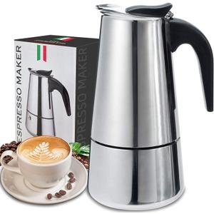 Coffee Pot, Stainless Steel Moka Pot Italian Coffee Maker 9 cup/15 OZ Stovetop Espresso Maker for Gas or Electric Ceramic Stovetop Camping Manual Cuban Coffee Percolator for Cappuccino or Latte