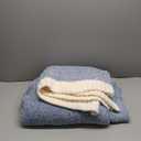 Snuggle Sac Blue Throw Blankets for Couch, Reversible Super Soft Warm Blankets Cozy Knit Blanket Fuzzy Plush Throws for Sofa, Bed, Gift, Heather Blue, 66 x 90 inches
