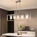 Chandeliers for Dining Room, 5 Light Dining Room Light Fixture Modern Metal Industrial Kitchen Lighting Fixtures Ceiling Easy Installation Kalium Pendant Lights for Bar Restaurant-E26 Socket,Sliver