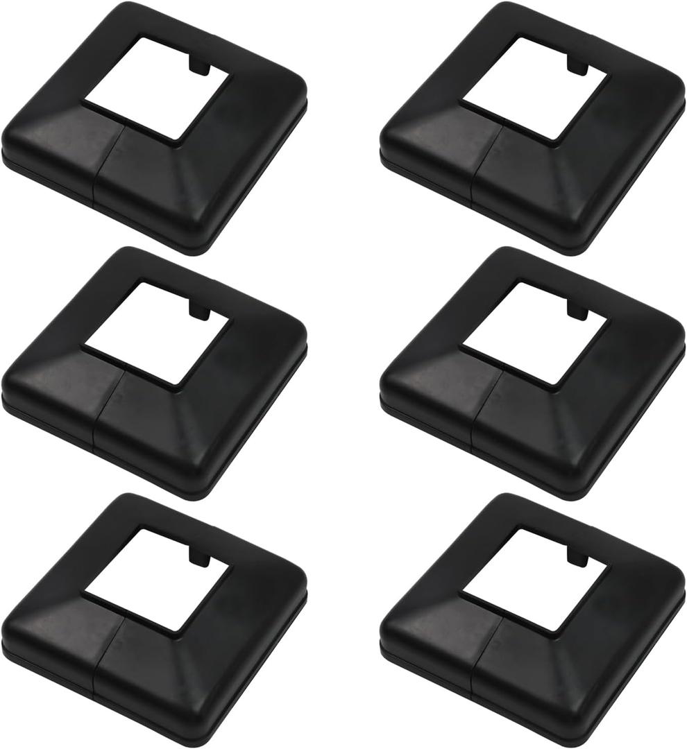 6Pcs Flange Base Shoe for Railings 2"x 2"/50mm Post, Deck Post Base Black Plastic Cover Flange Post Skirt Covers