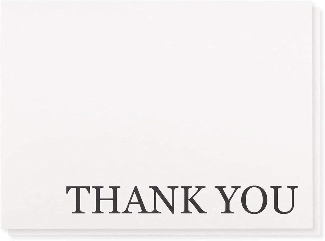 Sustainable Greetings 120 Pack Thank You Cards with Envelopes Bulk for Weddings, Bridal Showers, Graduations, Bridal, Blank Inside - Minimalist Black and White Design Thank You Card