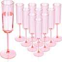 YOUBET 36 Pack Pink Champagne Flutes Plastic  6 Oz Flower Wavy Champagne Plastic Glasses  Heavy Duty Vintage Disposable Flutes for Wedding Party Birthday Mothers Day