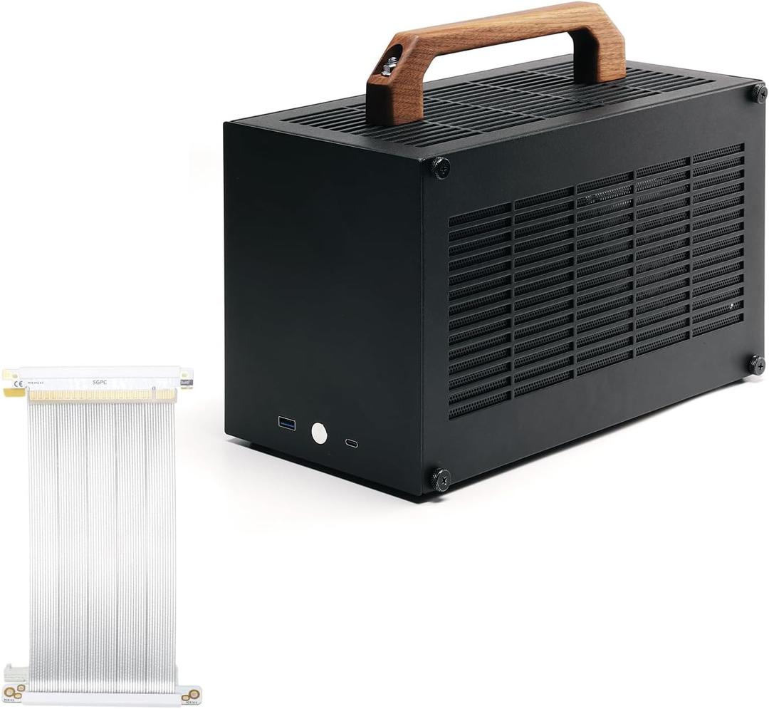 K49-BL Black Mini ITX Case/Wooden Handle/Gen 4 Riser Cable / 8.3L Small Form Factor, Supports GPU up to 300mm, CPU Cooler up to 69mm, USB 3.0 & Type-C Front I/O (K49BL&Gen4 Riser Cable) K49-BL Black Mini ITX Case/Wooden Handle/Gen 4 Riser Cable / 8.3L Small Form Factor, Supports GPU up to 300mm, CPU Cooler up to 69mm, USB 3.0 & Type-C Front I/O (K49BL&Gen4 Riser Cable)