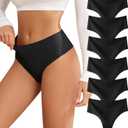 Thongs for Womens High Waisted Seamless for Women Underwear Sexy Breathable Panties 6 Pack (Large)