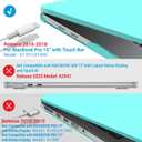 IBENZER Compatible with MacBook Pro 15 Inch Case 2019 2018 2017 2016 A1990 A1707, Plastic Hard Shell Case with Keyboard Cover for Mac Pro 15 Touch Bar, Turquoise, T15TBL+1A