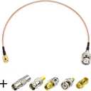 Superbat SMA Male to BNC Male Cable 12inches + 5pcs RF Coax Adapter Kit SMA to BNC Cable SMA BNC Adapter Cable Kit for RF Applications/Antennas/Wireless LAN Devices/Wi-Fi Radios External Antenna etc (RG316)