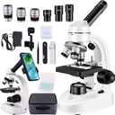 Compound MicroscopeWF10x and WF25x Eyepieces, Slides for Students, Home School Lab Microscope for Adults Suitable for Laboratory School (Bright White)