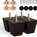 Albo Wood Furniture Legs 3 inch, Heavy Duty Sofa Legs, Pack of 4 Square Brown Couch Legs, Sofa Replacement Parts, for Dresser Legs, Sideboard, Recliner Couch, Circle Chair Couch Riser Coffee Table