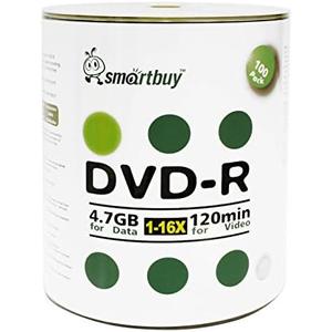 Smart Buy 100 Pack DVD-R 4.7gb 16x Logo Blank Data Video Movie Recordable Disc, 100 Disc 100pk