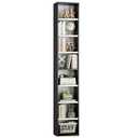 FOTOSOK 8-Tier Media Tower Rack, 11.6 X 9.3 X 71 Inches CD DVD Slim Storage Cabinet with Adjustable Shelves, Tall Narrow Bookcase Display Bookshelf for Home Office, Black/ White
