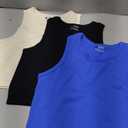 OLCHEE Womens 3 Pack Crop Tank Tops Basic Seamless Ribbed Round High Neck Racerback Workout Top Summer Causal Yoga Gym Shirts L