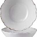 ZAROCRUS Rustic Melamine Serving Bowls, 12inch 2 Piece Larger Pasta Salad Bowls/ Mixing Bowls, White Melamine Bowls, Lightweight and Unbreakable Soup Bowls, Dishwasher Safe
