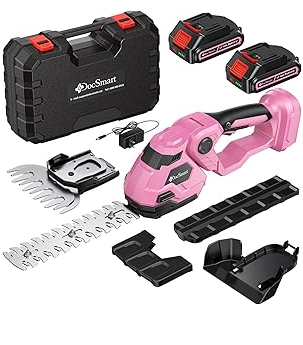 Hedge Trimmer Cordless with Battery, 2-in-1 Electric 21V Handheld Grass Shear Cutter with 2 Pack Rechargeable Battery, Mini Bush Trimmer Kit for Garden Yard Lawn Pruning