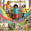 Kids Playground Climbing Cargo Net - 6.5 x 9.8Ft Kids Playground Safety Net,Polyester Double Layers Rope Bridge Net for Tree House and Outdoor AdventureRainbow