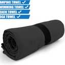 Camping Towel L Size Microfiber Quick Dry Lightweight Travel Body Swimming Pool Beach Yoga Mat Towels (Black, 1 Pack L)
