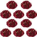 NUPTIO Flower Wedding Centrepieces for Tables: 10 Pcs Burgundy Artificial Flowers Roses Balls 14.2 inch Diam for Centerpiece Fake Silk Rose Arrangements Weddings Reception Birthday Party Decoration