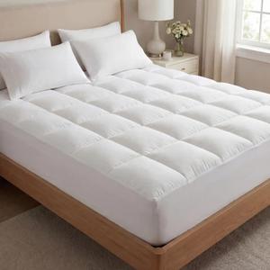 Premium Quilted 1000GSM Luxury Extra Thick Mattress Topper - Breathable & Fluffy Soft, with 8-21 inch Deep Pocket, Hotel-Style Plush Top, Overfilled Luxury Bed Topper (White, King)