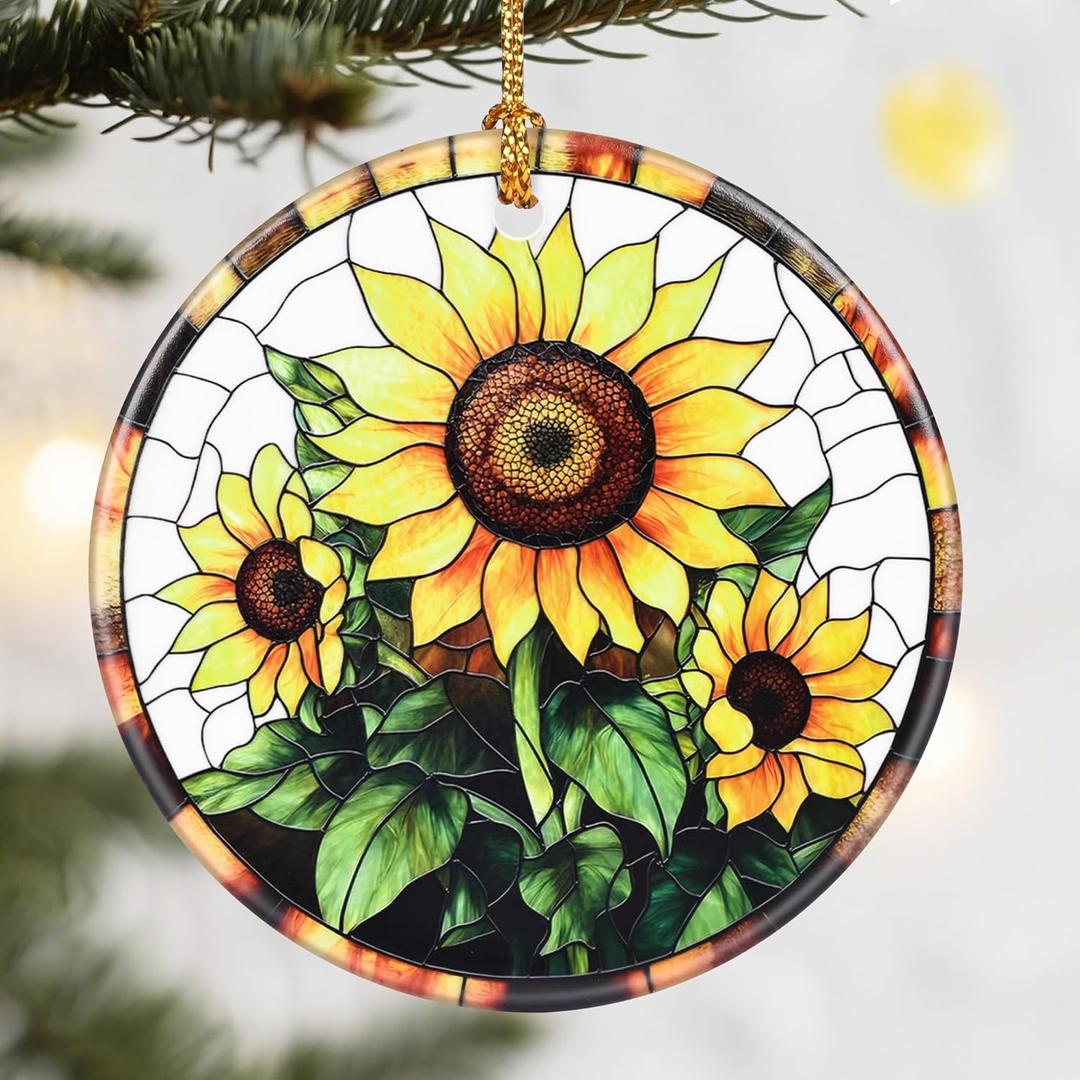 Christmas Ornaments, Dodosky 2.8in Ceramic Sunflower Ornament, Xmas Decor, Christmas Tree Ornaments, Xmas Decorations for Tree, Holiday Ornament, Sunflower Gift, Gifts for Women, Friend, Flower Lovers (Lily of the Valley)