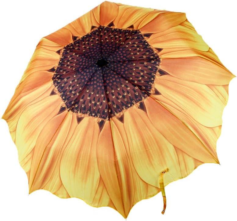 Compact Travel Umbrella, Windproof Reinforced Canopy Sturdy Folding Portable Umbrella for Rain Sun Men and Women Outdoor Wedding Gifts Sunflower Pattern