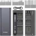 Ecraber 34-in-1 Mini Electric Precision Screwdriver Sets, Cordless Screwdriver with 30pcs S2 Magnetic Bits, 4 LED lIghts, 5 Torque Settings，Repair Tool Kit for Phone, Watch, Drones, Computer, Laptop