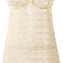 See Through Lingerie for Women V Neck Lace Floral Chemise Negligees Nightgowns Cute Mesh Maxi Dress (Yellow)