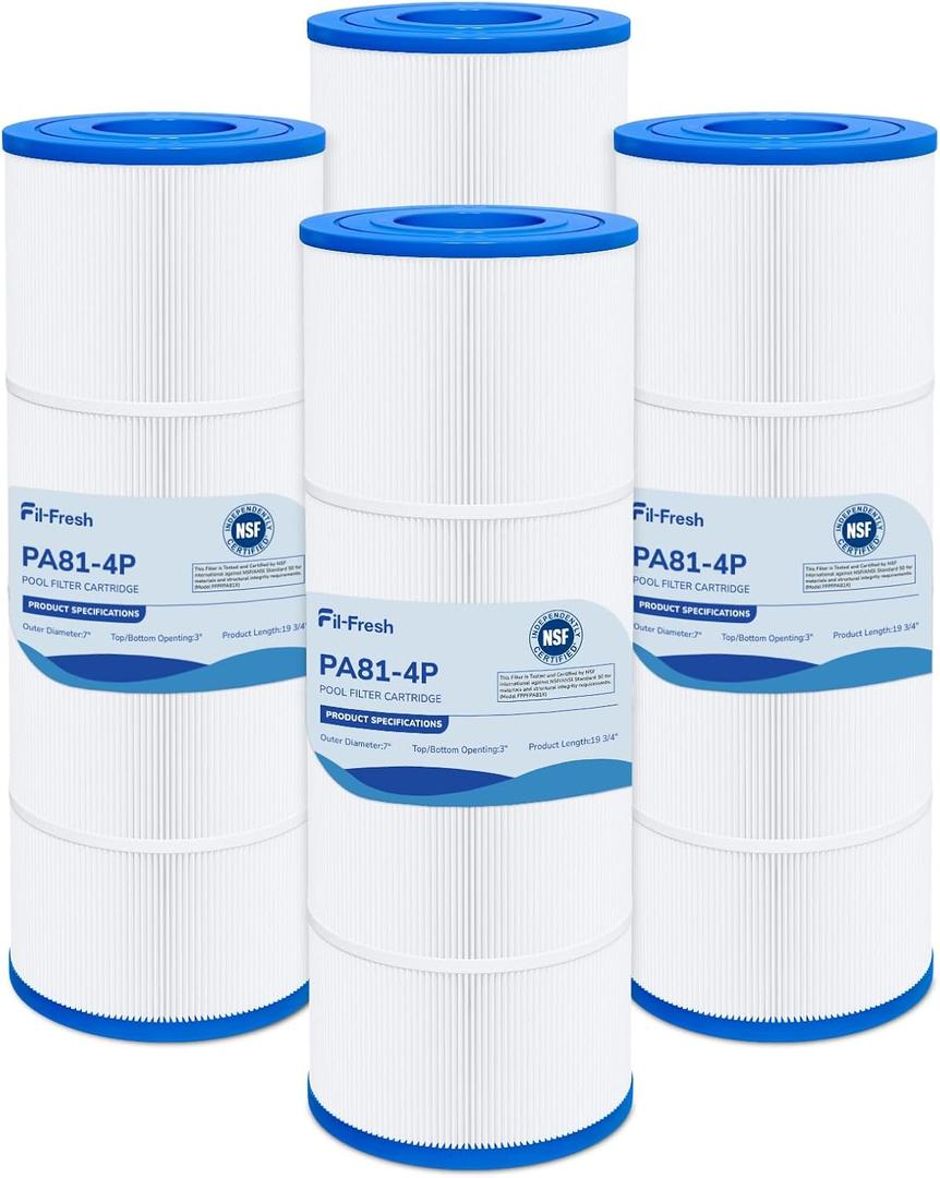 Fil-fresh C3030 Pool Filters Cartridge Compatible with Hayward SwimClear C3030, C3025, C3020, Replaces Hayward CX580XRE, Pleatco PA81, Unicel C-7483, 481 sq. ft, 4-Pack