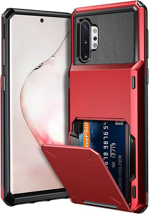 Vofolen Case for Galaxy Note 10+ 10 Plus Case Wallet 4Slot Pocket ID Card Holder Scratch Resistant Dual Layer Protective Bumper Rubber Armor Hard Shell Cover for Samsung Galaxy Note 10 Plus Red